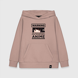 Толстовка детская хлопковая Warning ANIME, цвет: пыльно-розовый