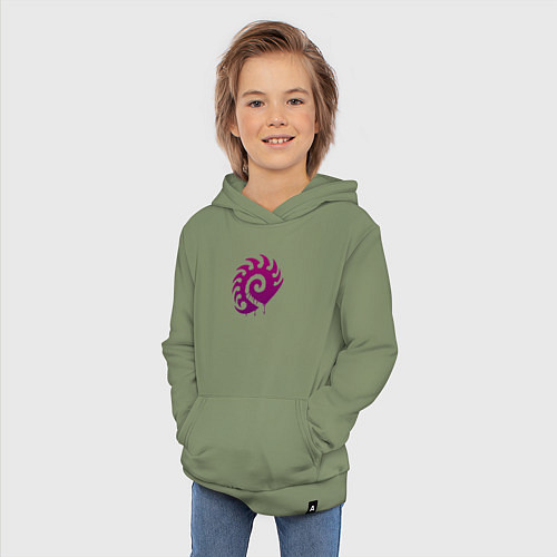 Детская толстовка-худи Zerg logo Purple / Авокадо – фото 3