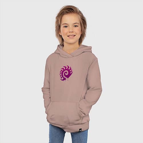 Детская толстовка-худи Zerg logo Purple / Пыльно-розовый – фото 3