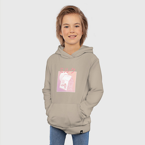 Детская толстовка-худи Vaporwave Strawberry Milk / Миндальный – фото 3