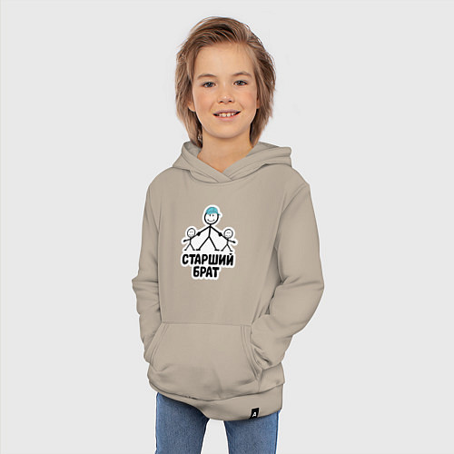 Детская толстовка-худи Старший брат / Миндальный – фото 3