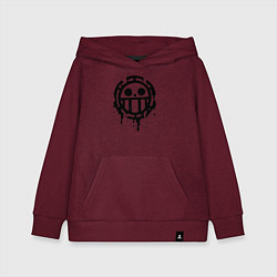 Толстовка детская хлопковая One Piece знак черной краской, цвет: меланж-бордовый