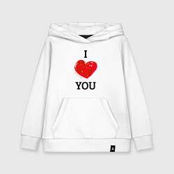 Толстовка детская хлопковая I LOVE YOU HEART Z, цвет: белый