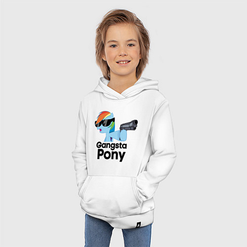 Детская толстовка-худи Gangsta pony / Белый – фото 3