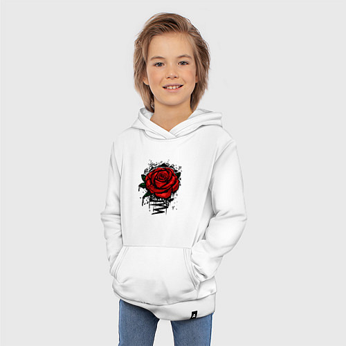 Детская толстовка-худи Красная Роза Red Rose / Белый – фото 3