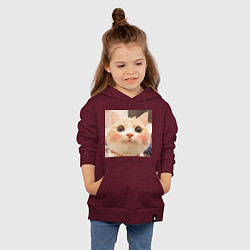 Толстовка детская хлопковая Мем про котов, цвет: меланж-бордовый — фото 2