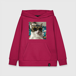 Толстовка детская хлопковая Мем про кота, цвет: маджента