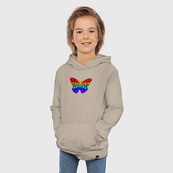 Толстовка детская хлопковая Бабочка, радуга, поп-ит, цвет: миндальный — фото 2