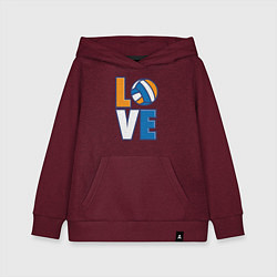 Толстовка детская хлопковая Love Volleyball, цвет: меланж-бордовый