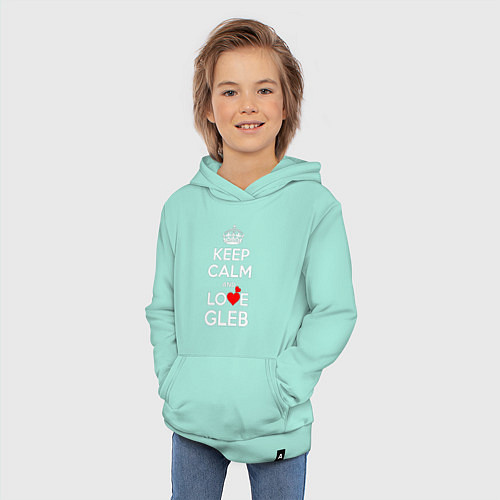 Детская толстовка-худи Будь спок и люби Глеба / Мятный – фото 3