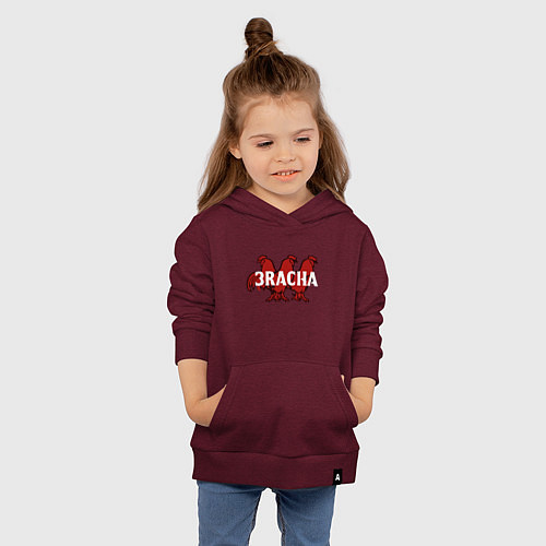 Детская толстовка-худи 3RACHA / Меланж-бордовый – фото 4