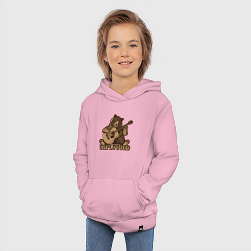 Детская толстовка-худи Медведь играет на гитаре / Светло-розовый – фото 3