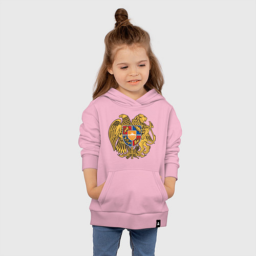 Детская толстовка-худи Герб Армении Символика / Светло-розовый – фото 4