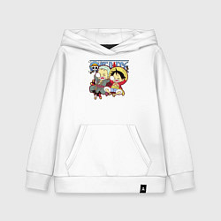 Толстовка детская хлопковая Малыши Зоро и Луффи One Piece, цвет: белый