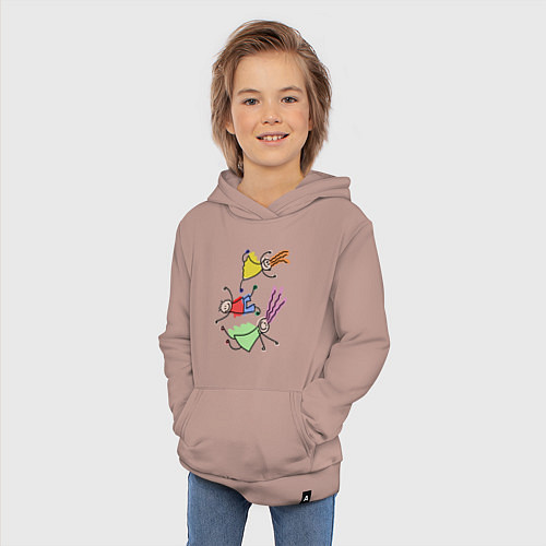 Детская толстовка-худи Веселые человечки / Пыльно-розовый – фото 3