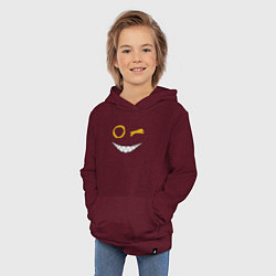 Толстовка детская хлопковая Emoji winking, цвет: меланж-бордовый — фото 2