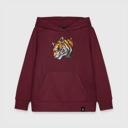 Толстовка детская хлопковая Злобный Тигр, цвет: меланж-бордовый