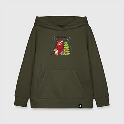 Толстовка детская хлопковая Tiger Christmas, цвет: хаки