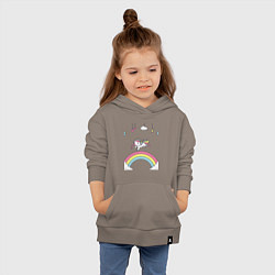 Толстовка детская хлопковая Единорог на радугу, цвет: утренний латте — фото 2