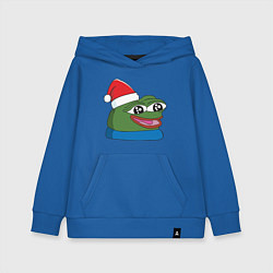 Толстовка детская хлопковая Pepe, pepe happy, Пепе хеппи, pepe happy new year, цвет: синий