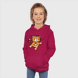 Толстовка детская хлопковая Влюбленный тигр, цвет: маджента — фото 2