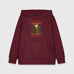 Толстовка детская хлопковая Рождественский свитер Скептическая змея, цвет: меланж-бордовый