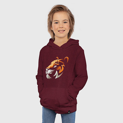 Детская толстовка-худи Tiger Cute / Меланж-бордовый – фото 3