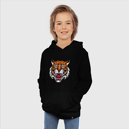 Детская толстовка-худи Style - Tiger / Черный – фото 3