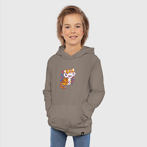 Детская толстовка-худи Cute little tiger cub / Утренний латте – фото 3