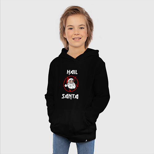 Детская толстовка-худи Hail Santa / Черный – фото 3