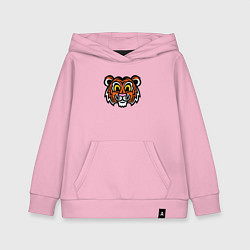 Толстовка детская хлопковая Голова забавного тигра, цвет: светло-розовый