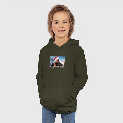 Детская толстовка-худи Ведьмак merry christmas / Хаки – фото 3