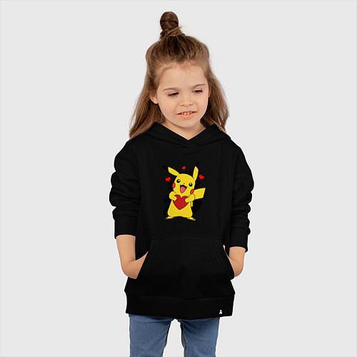Детская толстовка-худи ПИКАЧУ И СЕРДЕЧКО POKENON PIKACHU LOVE / Черный – фото 4