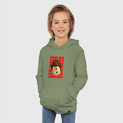 Толстовка детская хлопковая ROBLOX RED LOGO LEGO FACE, цвет: авокадо — фото 2