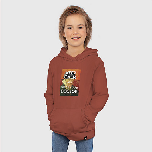 Детская толстовка-худи Успокойся и сходи к хорошему доктору! / Кирпичный – фото 3