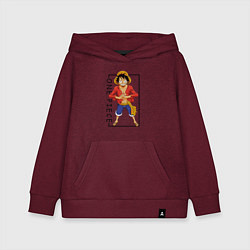 Толстовка детская хлопковая Луффи Ди Монки Ван Пис, цвет: меланж-бордовый