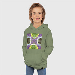 Толстовка детская хлопковая Коллекция Фрактальная мозаика Фиолетово-зеленый Кв, цвет: авокадо — фото 2