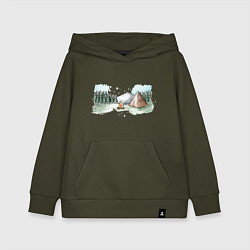 Толстовка детская хлопковая Поход в горы, цвет: хаки
