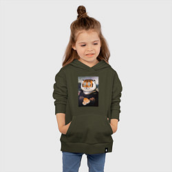 Толстовка детская хлопковая Тигр - Мона Лиза, цвет: хаки — фото 2