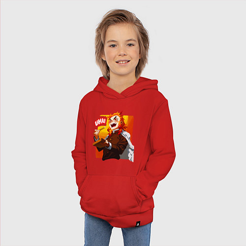 Детская толстовка-худи Вкусно говорит Ренгоку , Клинок рассекающий демоно / Красный – фото 3