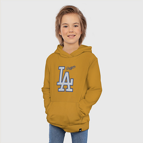 Детская толстовка-худи Los Angeles Dodgers - baseball team / Горчичный – фото 3