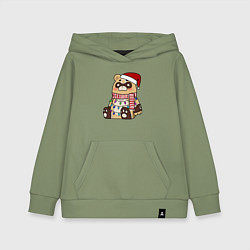Толстовка детская хлопковая ГОБА БОГ ОЧАГА НОВОГОДНИЙ, цвет: авокадо