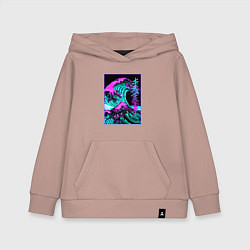 Толстовка детская хлопковая НЕОНОВАЯ ВОЛНА, ЯПОНИЯ, ФУДЗИЯМА JAPAN NEON, цвет: пыльно-розовый