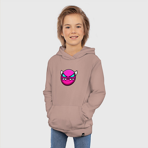 Детская толстовка-худи Geometry Dash 008 / Пыльно-розовый – фото 3