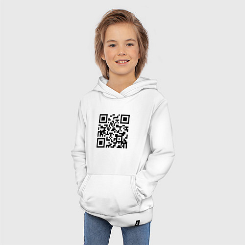 Детская толстовка-худи Хочу в тайгу - QR code / Белый – фото 3