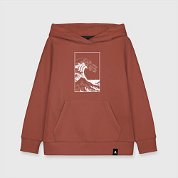 Толстовка детская хлопковая Japan waves Японская волна, цвет: кирпичный