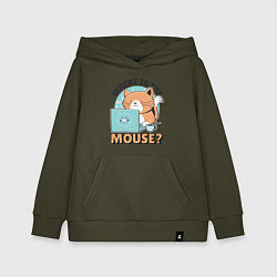 Толстовка детская хлопковая Где же мышка Программист поймет, цвет: хаки