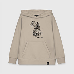 Толстовка детская хлопковая Тигр со спины, цвет: миндальный