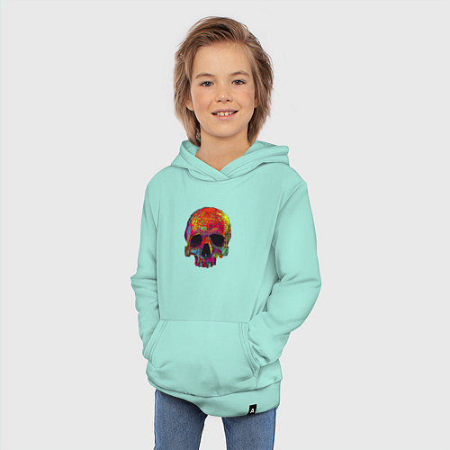 Детская толстовка-худи Cool color skull / Мятный – фото 3