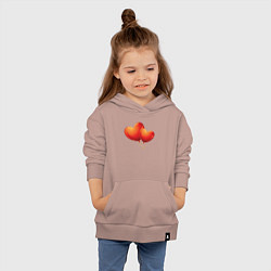 Толстовка детская хлопковая Воздушные Сердца Любовные Шары, цвет: пыльно-розовый — фото 2